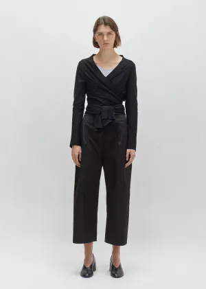 Crepe Wool Wrapover Cardigan