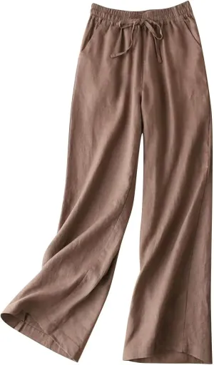 CRNTCEM Loose Fit Beach Pants for Women Stretch Pull On Wide Leg Trousers Lounge Sports Yoga Pants Straight Leg Work Trouser