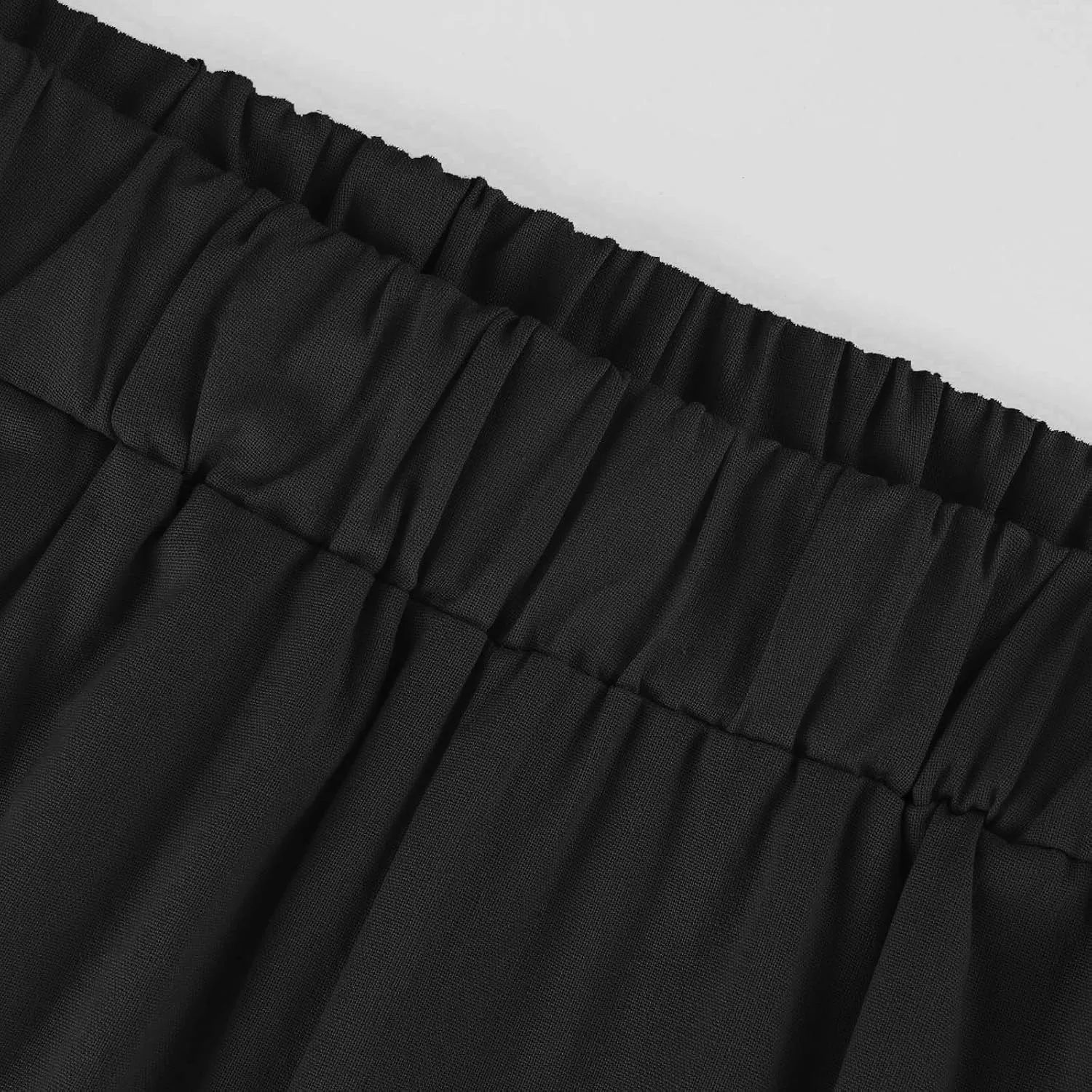 Cropped Linen Pants Women Summer Petite Plus Size Capri Pants Elastic Wide Leg Crop Pants Beach Trousers with Pockets