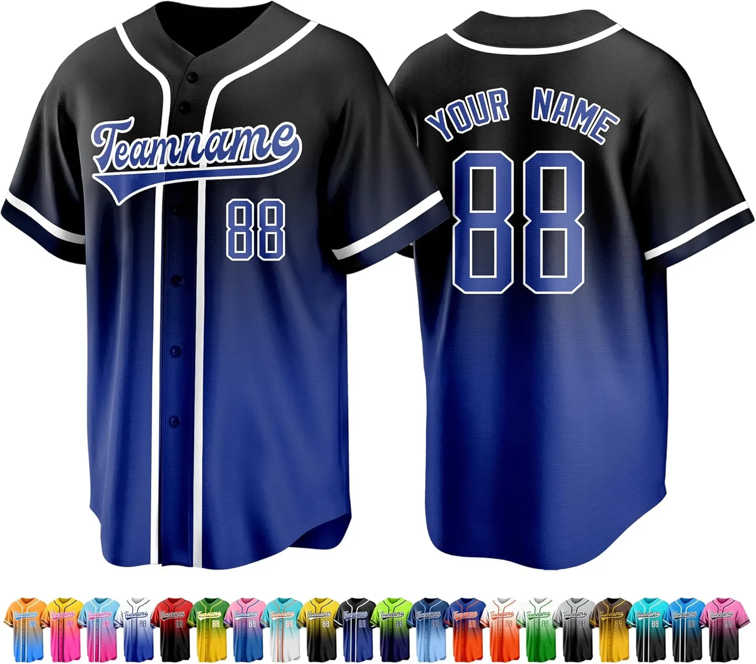 Custom Baseball Jersey Stitched Print Personalized Name Number Team Button Down Shirts Sports Uniform for Men Women Boys