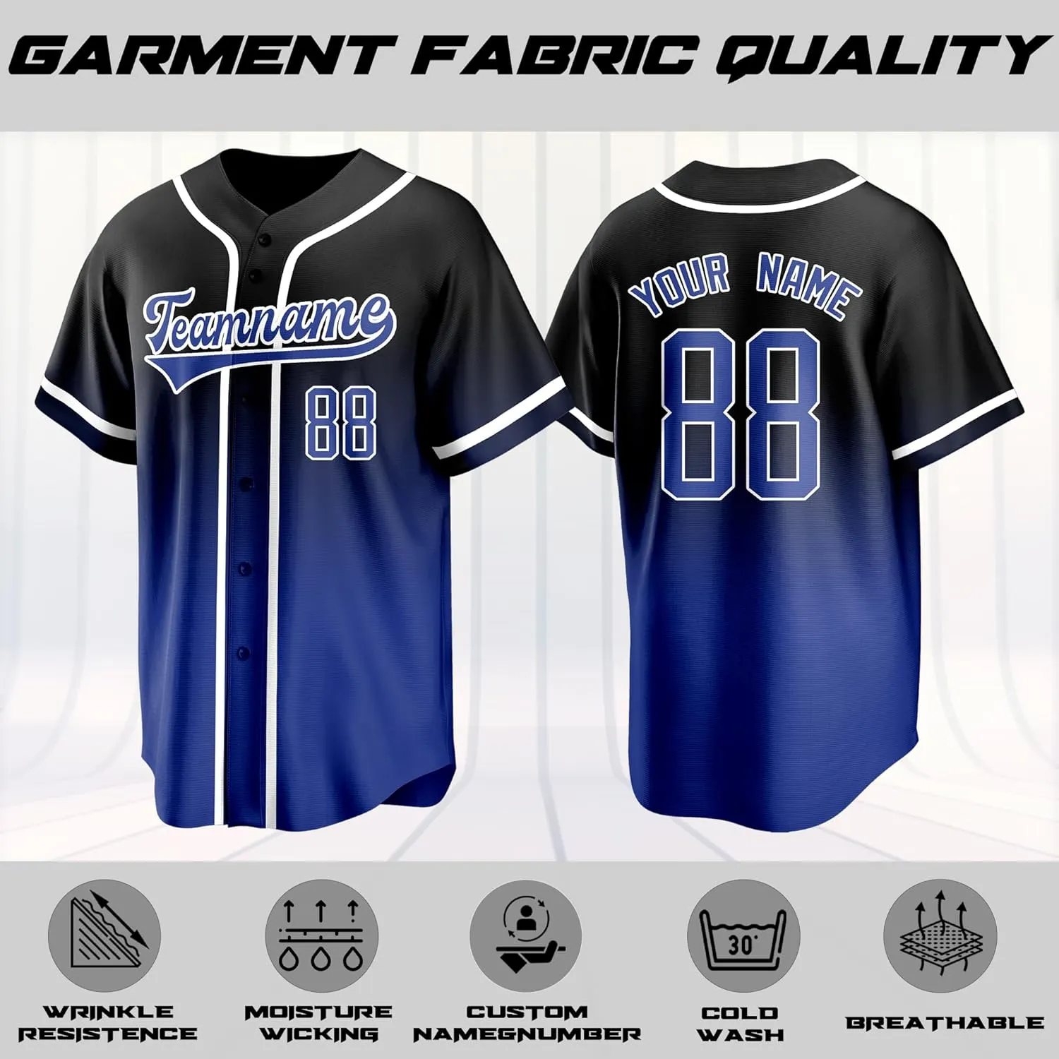 Custom Baseball Jersey Stitched Print Personalized Name Number Team Button Down Shirts Sports Uniform for Men Women Boys