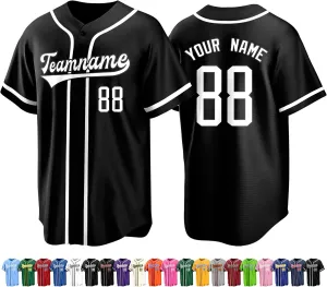 Custom Baseball Jersey Stitched Print Personalized Name Number Team Button Down Shirts Sports Uniform for Men Women Boys
