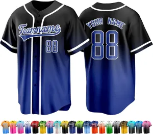 Custom Baseball Jersey Stitched Print Personalized Name Number Team Button Down Shirts Sports Uniform for Men Women Boys