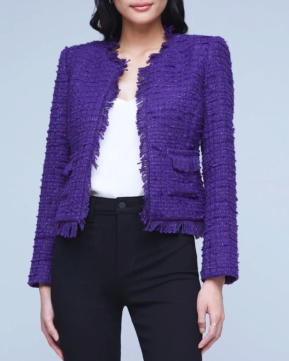 Deep Violet Angelina Tweed Blazer