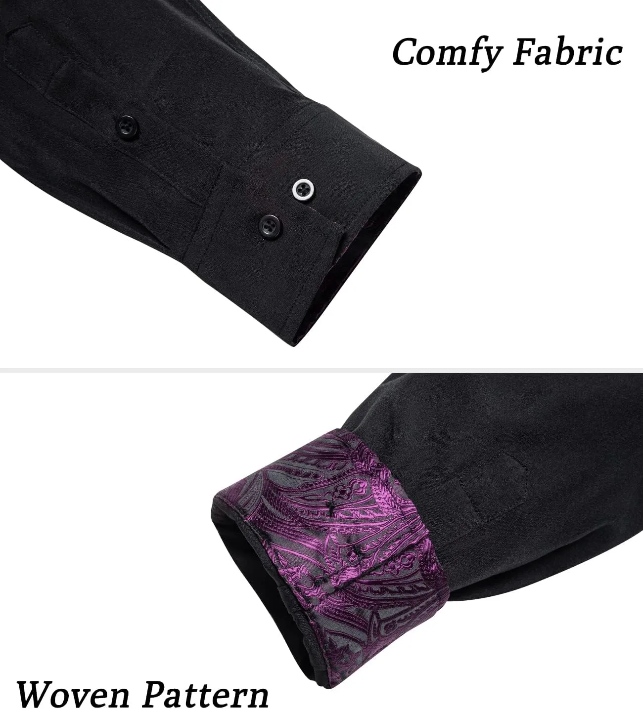 DiBanGu Mens Long Sleeve Dress Shirt Casual Cotton Button Down Shirts with Pocket Business Inner Contrast Shirt