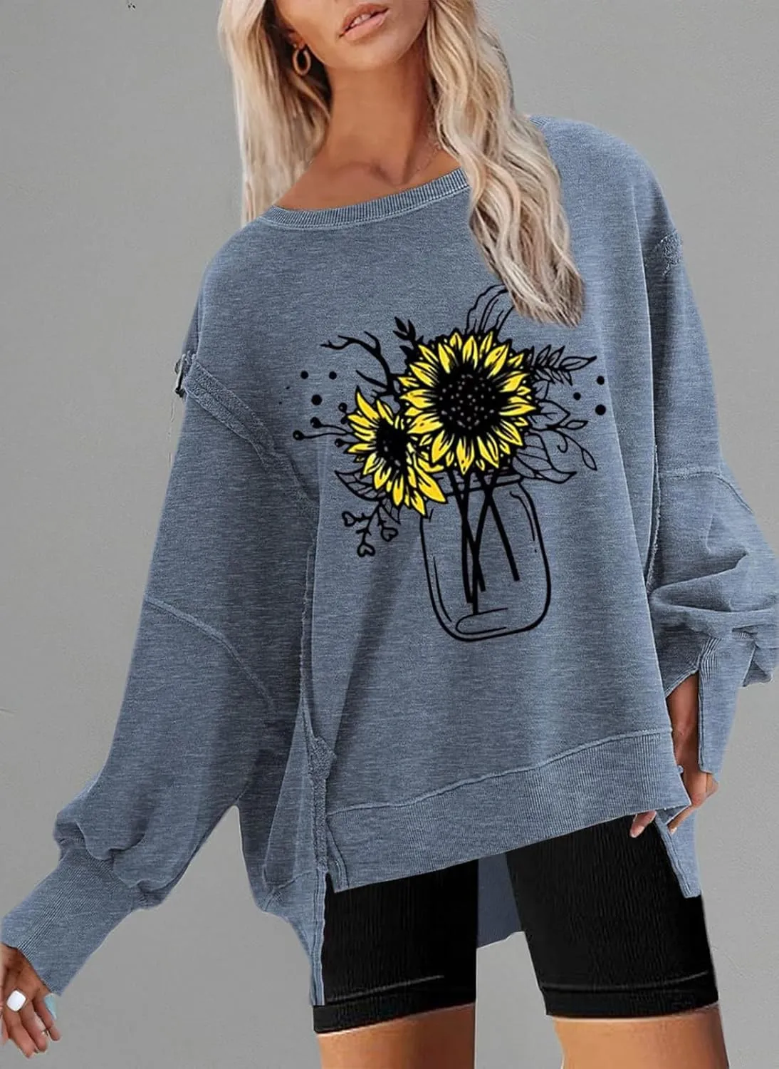 Disamer Womens Crew Neck Sweatshirts Teen Girls Tie Dye Oversized Fall Clothes 2025 Outfits Long Sleeve Pullover Tops