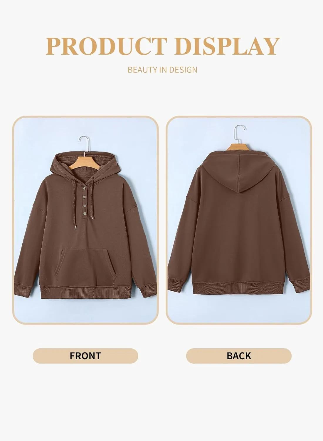 Eytino Plus Size Hooded for Women Tops Long Sleeve Button Collar Drawstring Hoodies Pullover Sweatshirts with Pockets(1X-5X)