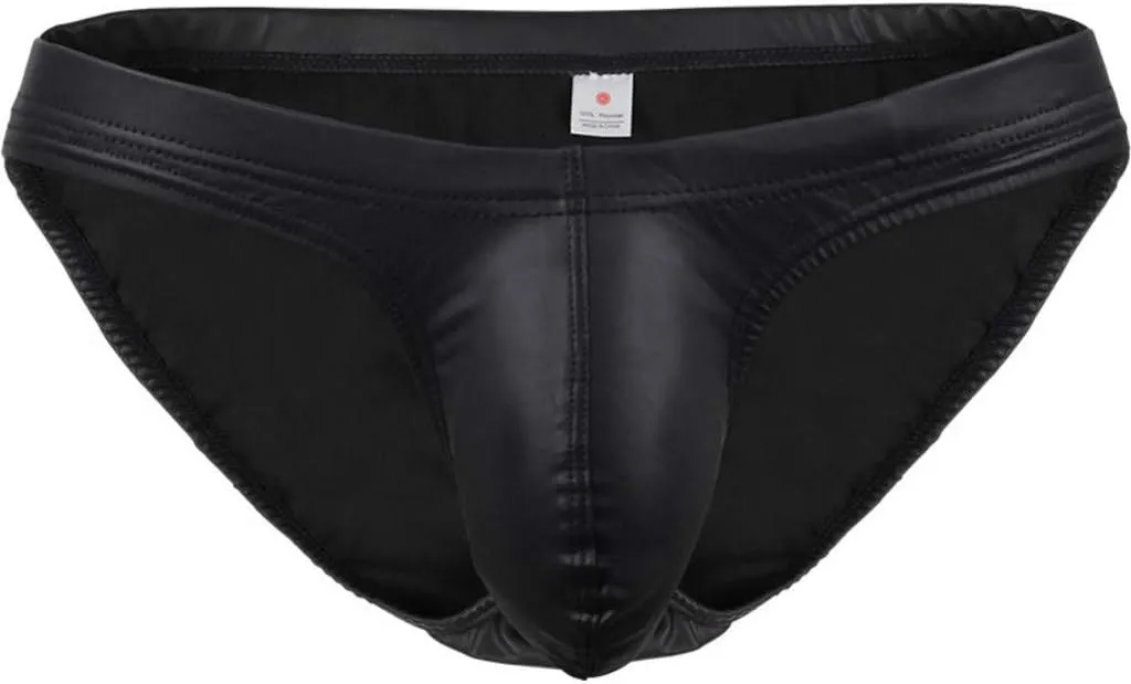 Fashion Stamping Leather Imitation Leather Letter Briefs Mens beneath Underwear