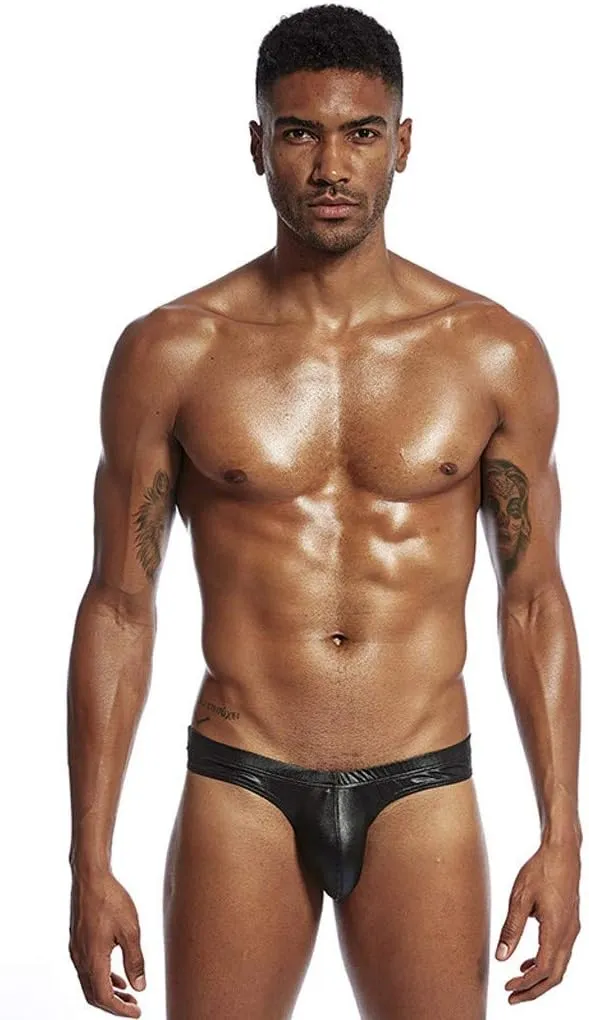 Fashion Stamping Leather Imitation Leather Letter Briefs Mens beneath Underwear