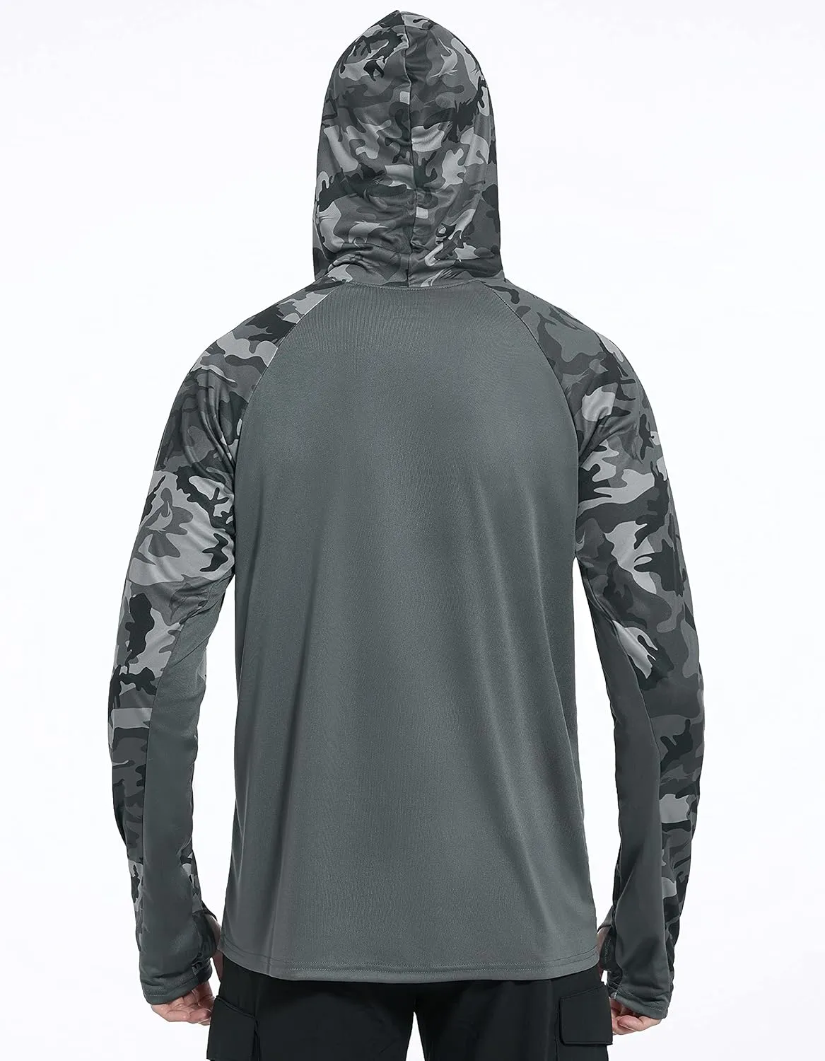 FISHEAL Men's Performance Fishing Hoodie Shirt with Thumbholes - UPF 50 Sun Protection Camo Long Sleeve Shirts Quick-Dry