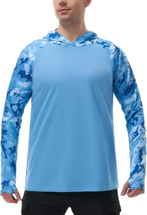 FISHEAL Men's Performance Fishing Hoodie Shirt with Thumbholes - UPF 50 Sun Protection Camo Long Sleeve Shirts Quick-Dry