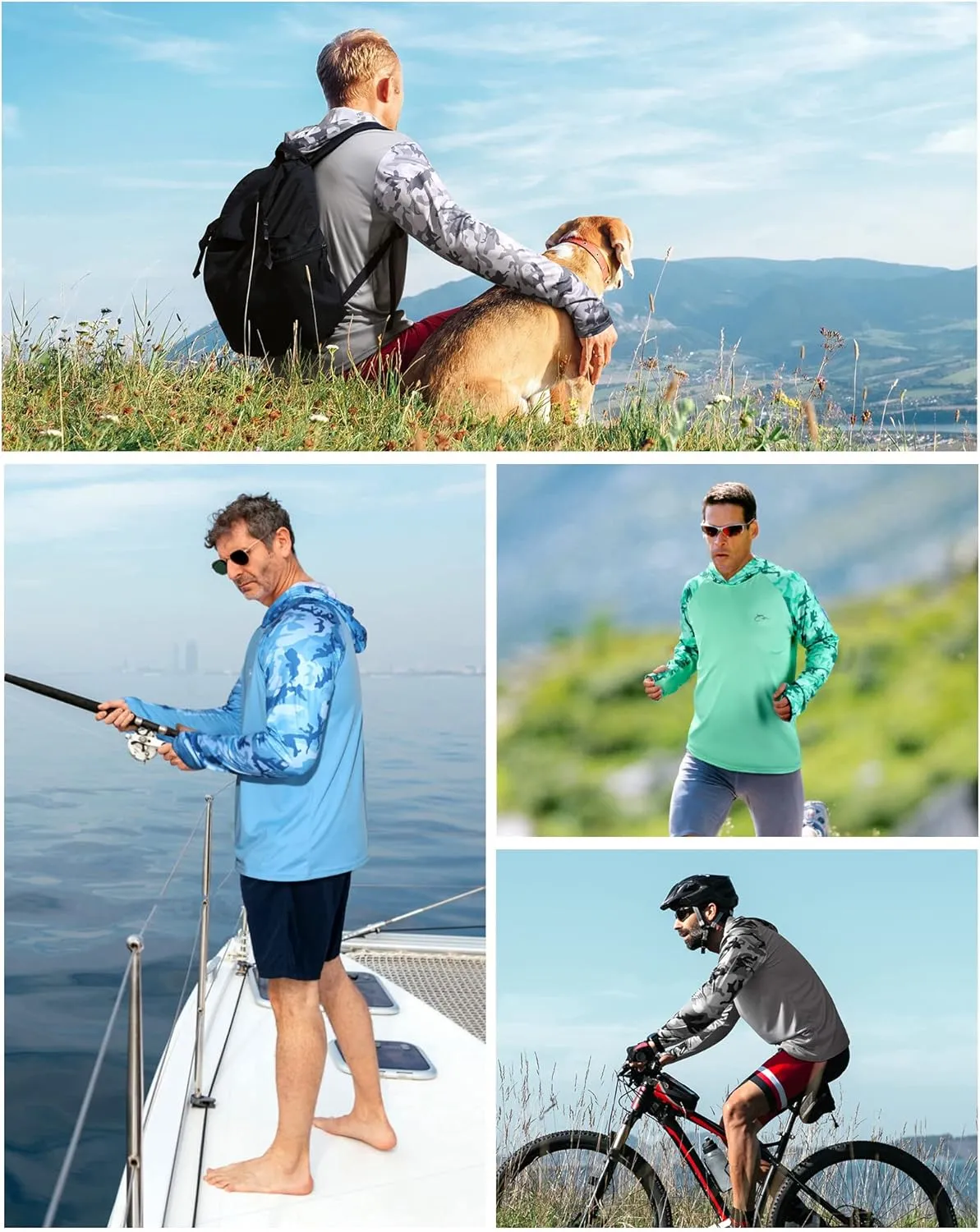 FISHEAL Men's Performance Fishing Hoodie Shirt with Thumbholes - UPF 50 Sun Protection Camo Long Sleeve Shirts Quick-Dry