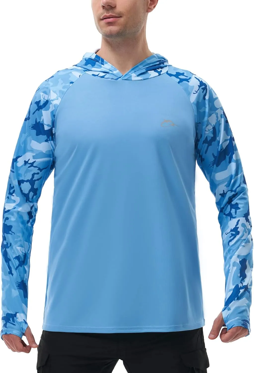 FISHEAL Men's Performance Fishing Hoodie Shirt with Thumbholes - UPF 50 Sun Protection Camo Long Sleeve Shirts Quick-Dry