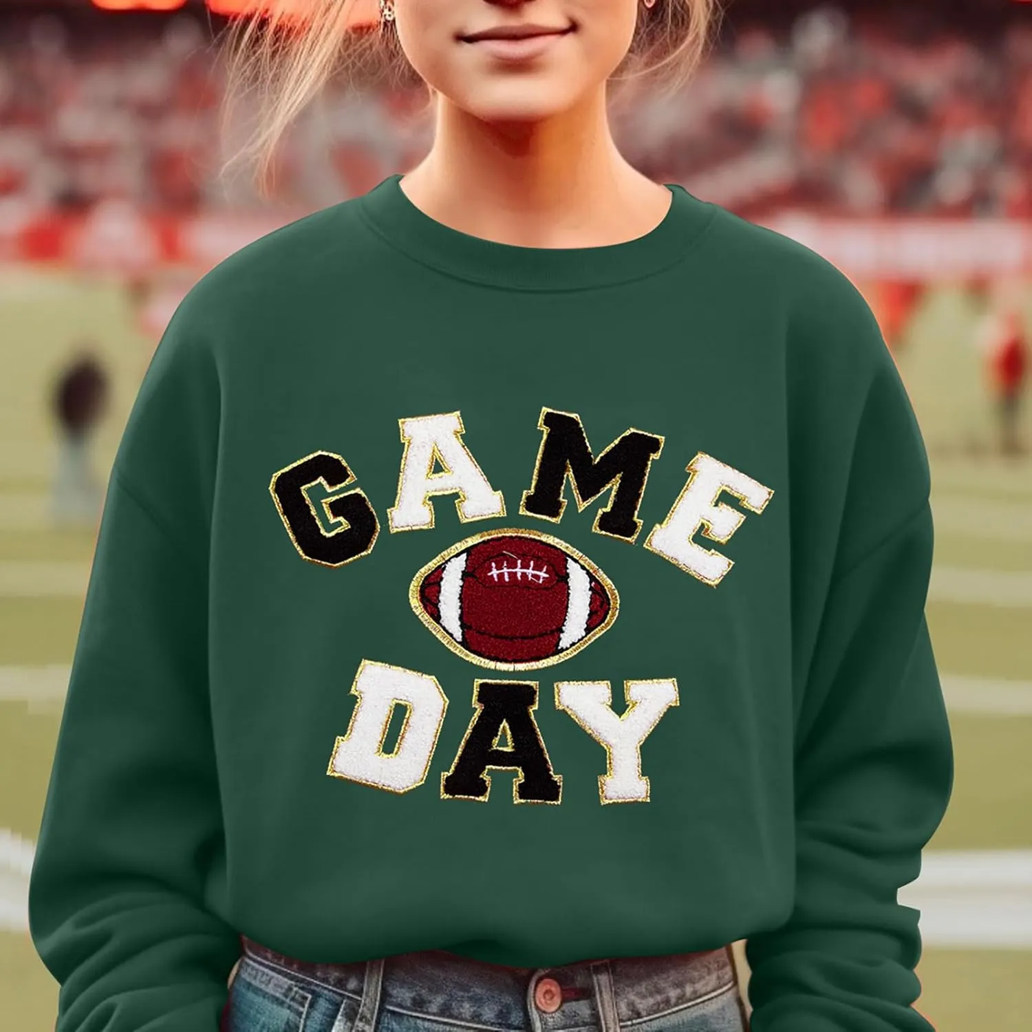 FLOYU Women Sunday Funday Sweatshirt Cute Football Graphic Pullover Game Day Weekend Tops Casual Football Season Shirt