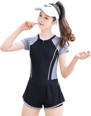 Girls Swimsuits, Kids Two-Piece Rashguard Swim Set Bathing Suits Beach Shorts Quick Dry Swim Shirts Size 6-7,8,10-12,14-16