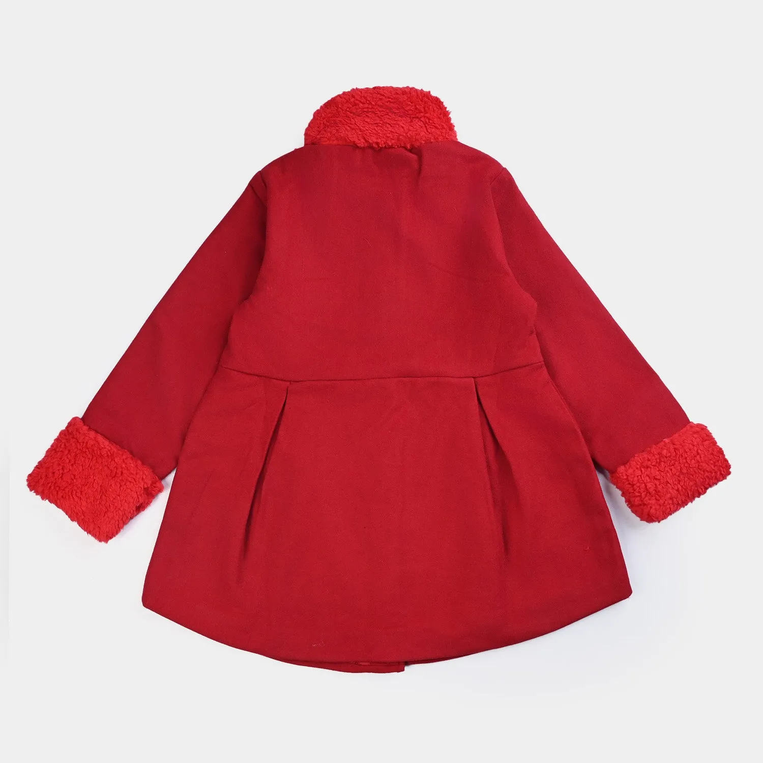 Girls Wool Woven Jacket-Red