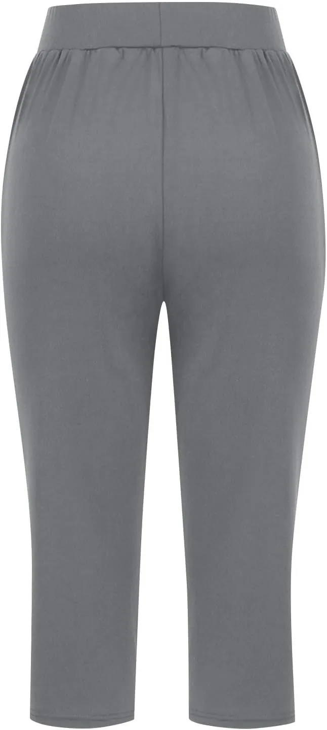 GOKKILRW Women Capri Pants High Waist Yoga Crop Athletic Trousers Straight Leg Pajama Pants Capris Sweatpants Casual Joggers