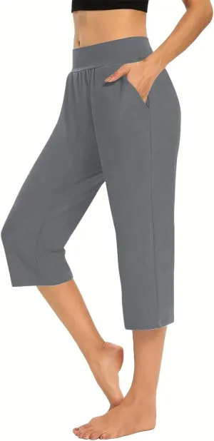 GOKKILRW Women Capri Pants High Waist Yoga Crop Athletic Trousers Straight Leg Pajama Pants Capris Sweatpants Casual Joggers