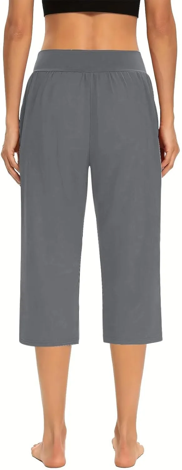 GOKKILRW Women Capri Pants High Waist Yoga Crop Athletic Trousers Straight Leg Pajama Pants Capris Sweatpants Casual Joggers