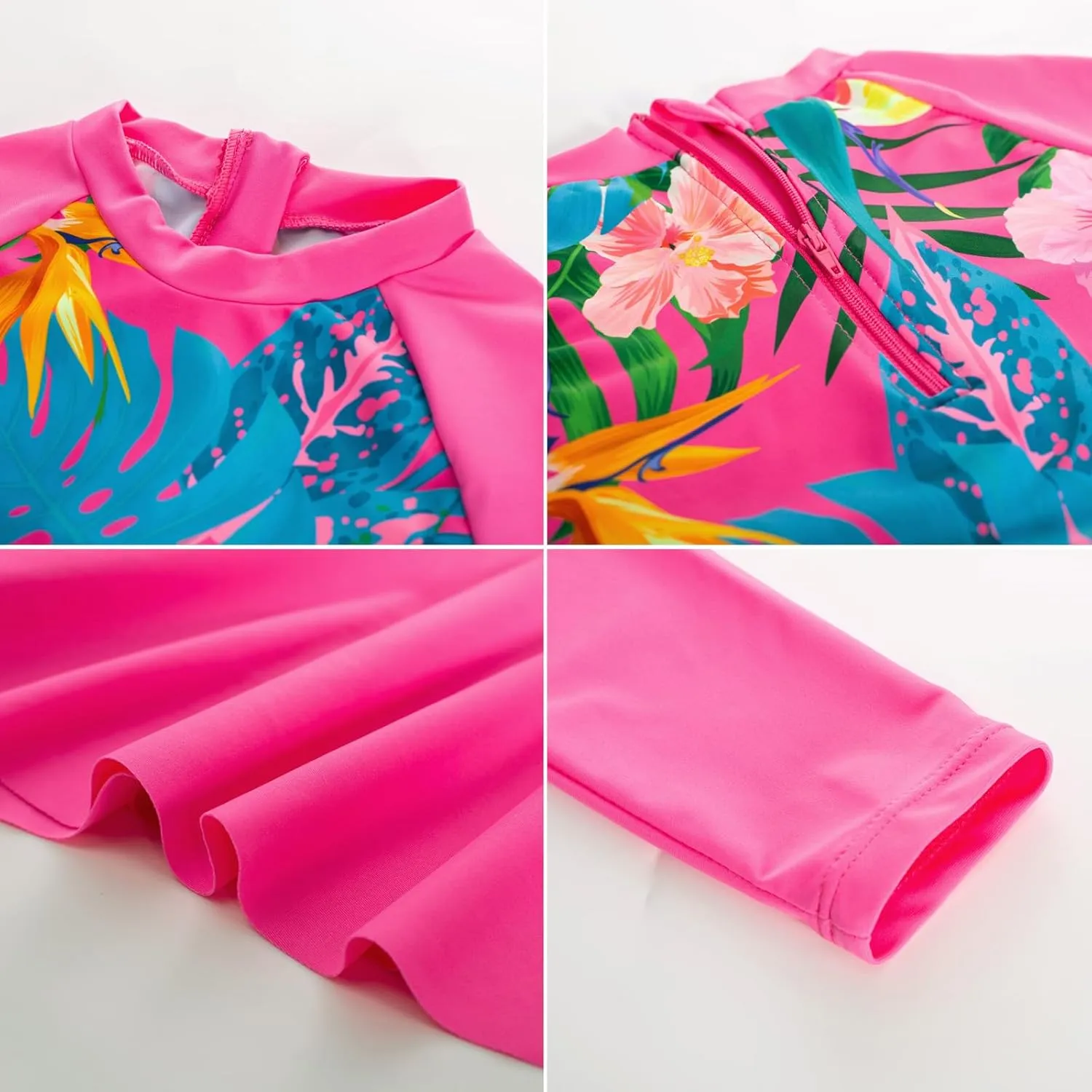 GRACE KARIN Girls Long Sleeve Swimsuit Mermaid Bathing Suit Rash Guard Swimwear 4 Piece Size 5-12