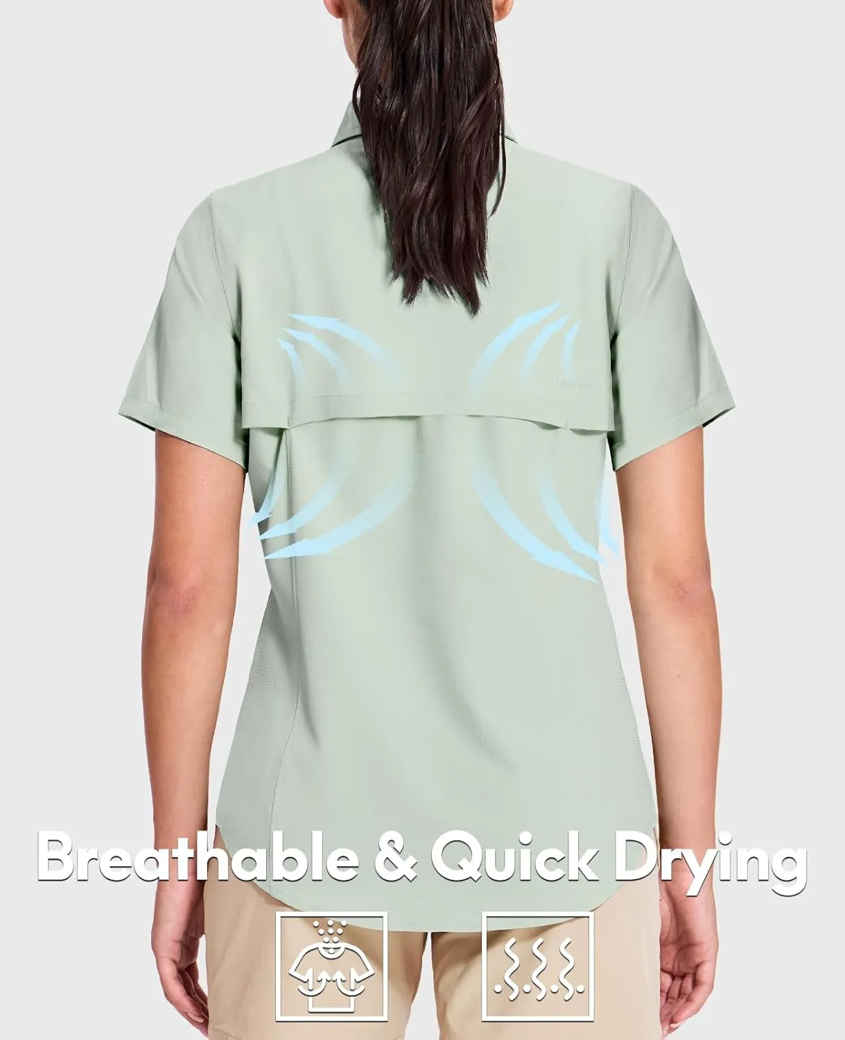 Haimont Women's UPF 50  Sun Protection Button Down Fishing Hiking Travel Shirts Short Sleeve Quick Dry Shirt with Pockets