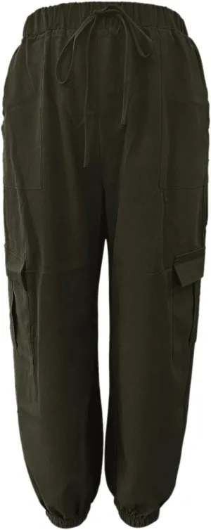 Harem Pants for Women Casual Comfy Drawstring Elastic Waist Cargo Joggers Summer Lounge Beach Pants with Pockets