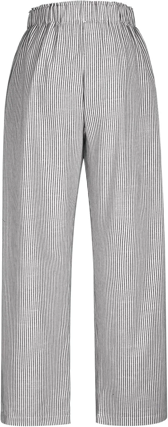 High Waisted Palazzo Pants for Women Wide Leg Paperbag Pant Casual Summer Flowy Lounge Trousers Beach Boho Outfits