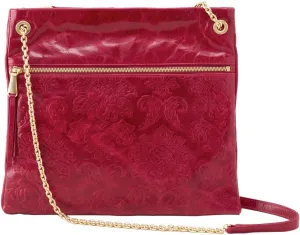 Hobo Damask Emboss Dayna Tote - Red Plum
