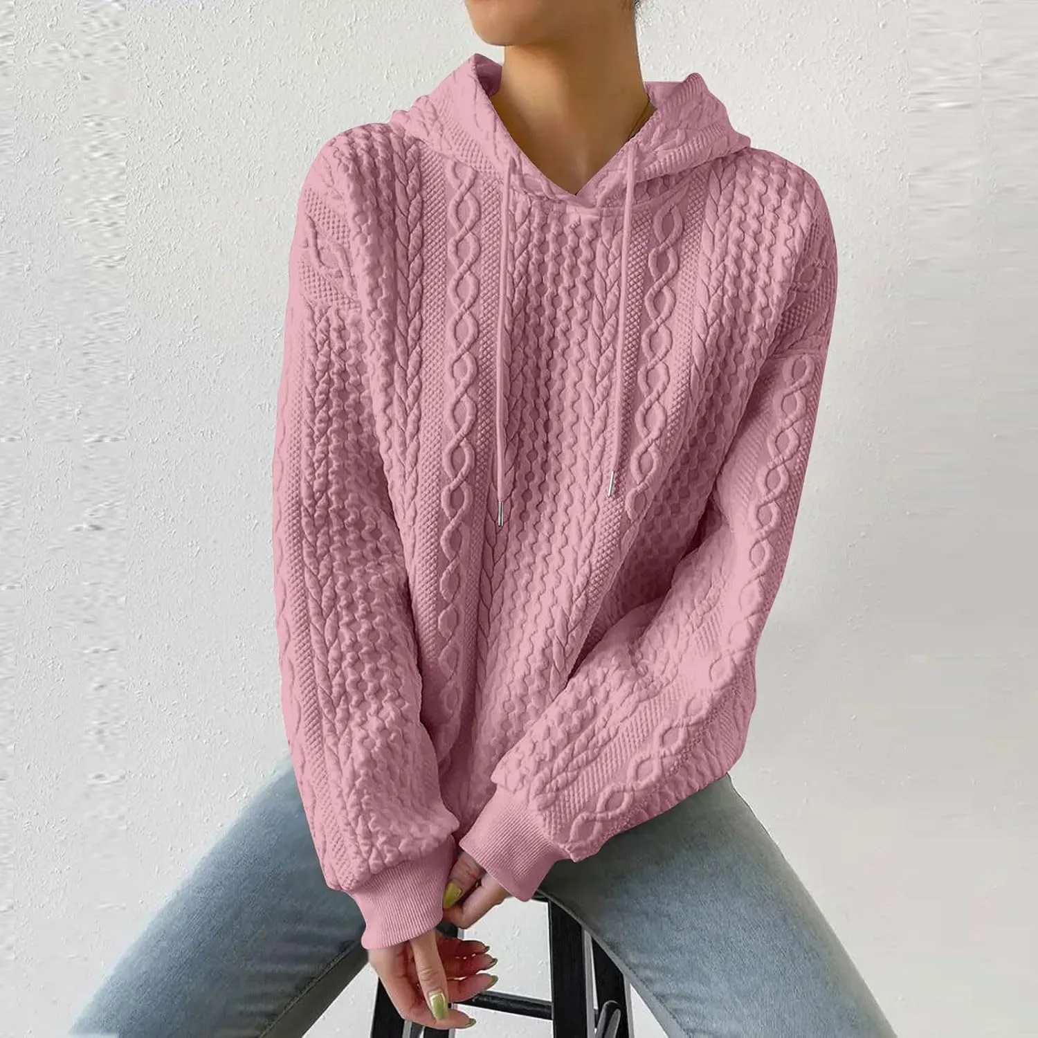 Hoodies For Women Casual Pullover Long Sleeve Drawstring Hoodies Sweatshirts with Pocket