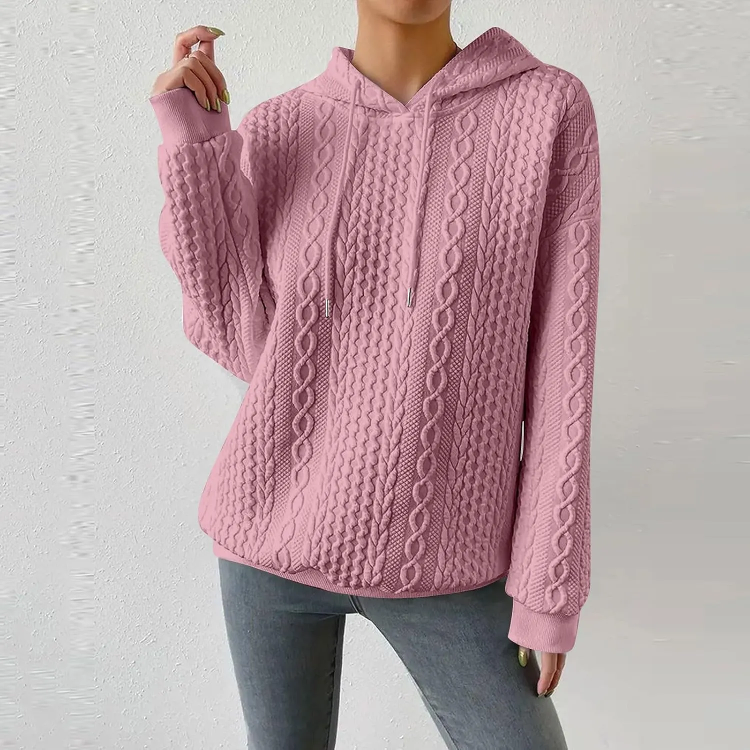 Hoodies For Women Casual Pullover Long Sleeve Drawstring Hoodies Sweatshirts with Pocket