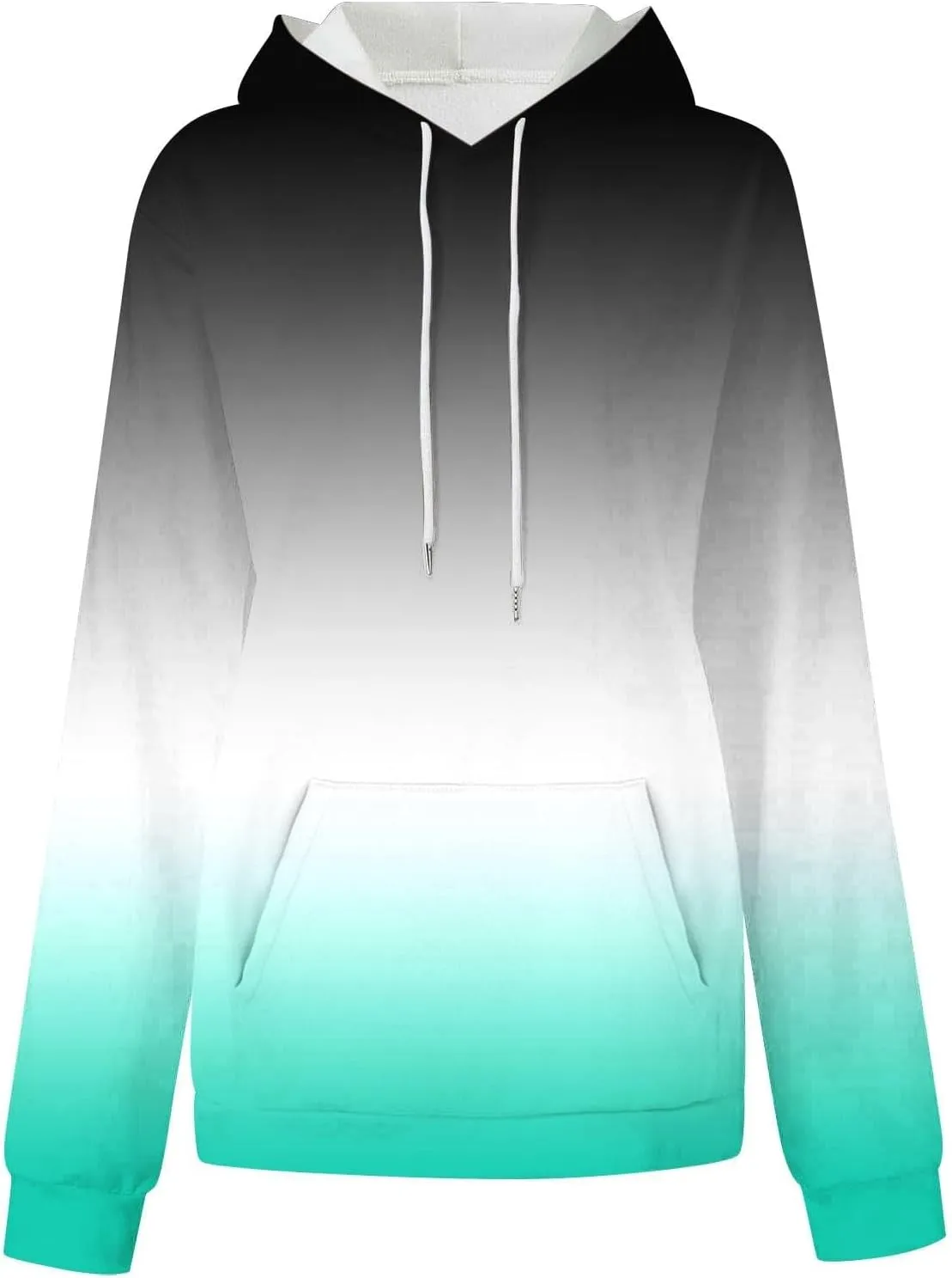 Hoodies For Womens Gradient Print Oversized Sweatshirt Drawstring Pullover With Pocket Trendy Cute Tops for Women Summer