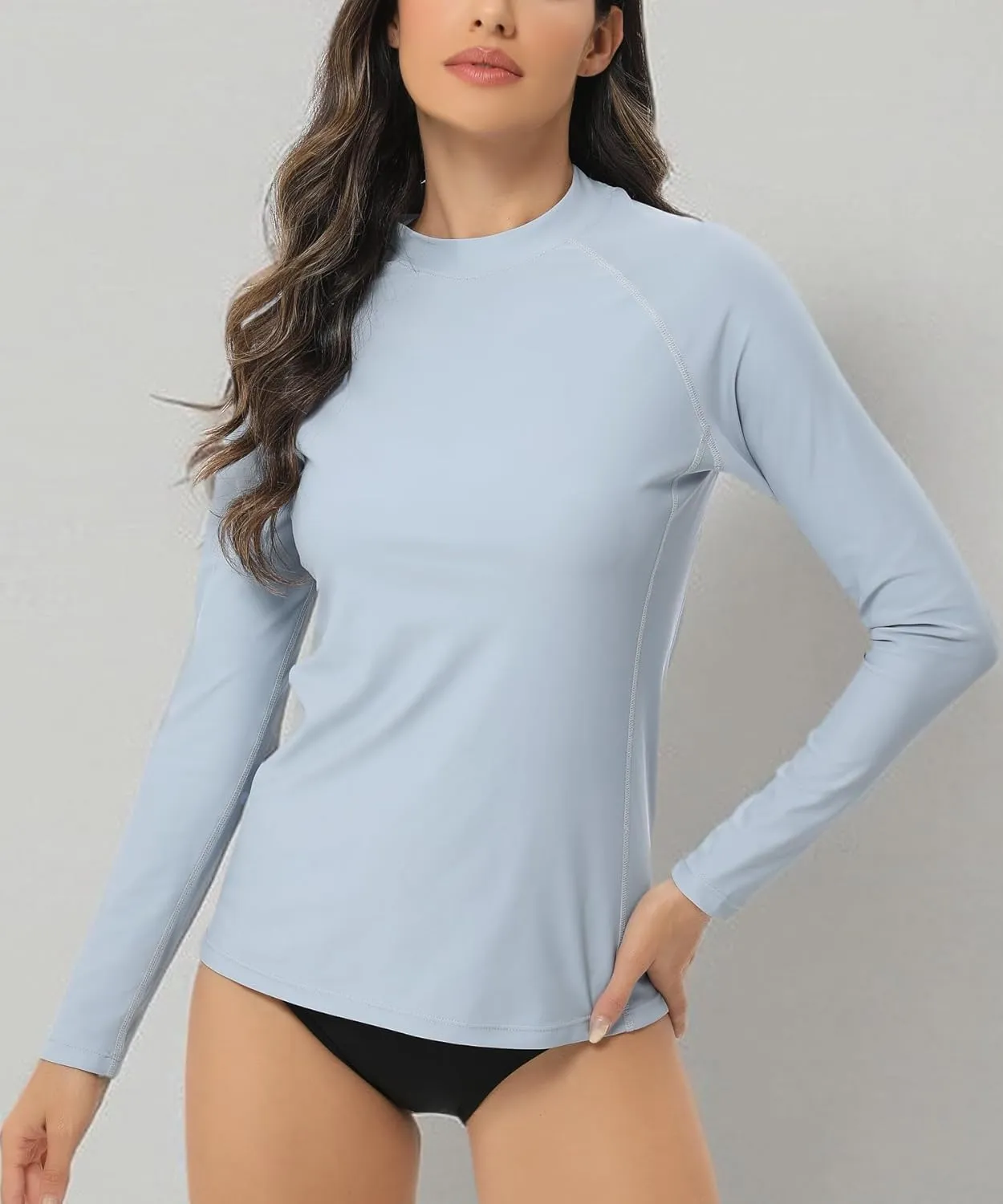 HUGE SPORTS Women's Rash Guard Long Sleeve Sun Protection UPF 50  Swimwear Shirts Quick Dry Swimsuit Surf Top