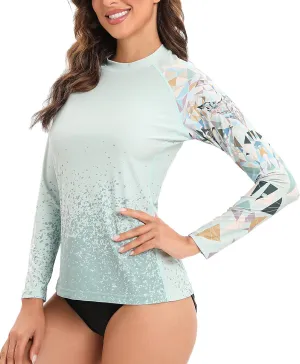 HUGE SPORTS Women's Rash Guard Long Sleeve Sun Protection UPF 50  Swimwear Shirts Quick Dry Swimsuit Surf Top