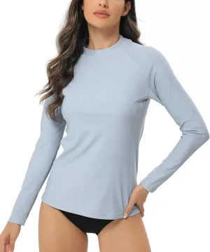 HUGE SPORTS Women's Rash Guard Long Sleeve Sun Protection UPF 50  Swimwear Shirts Quick Dry Swimsuit Surf Top