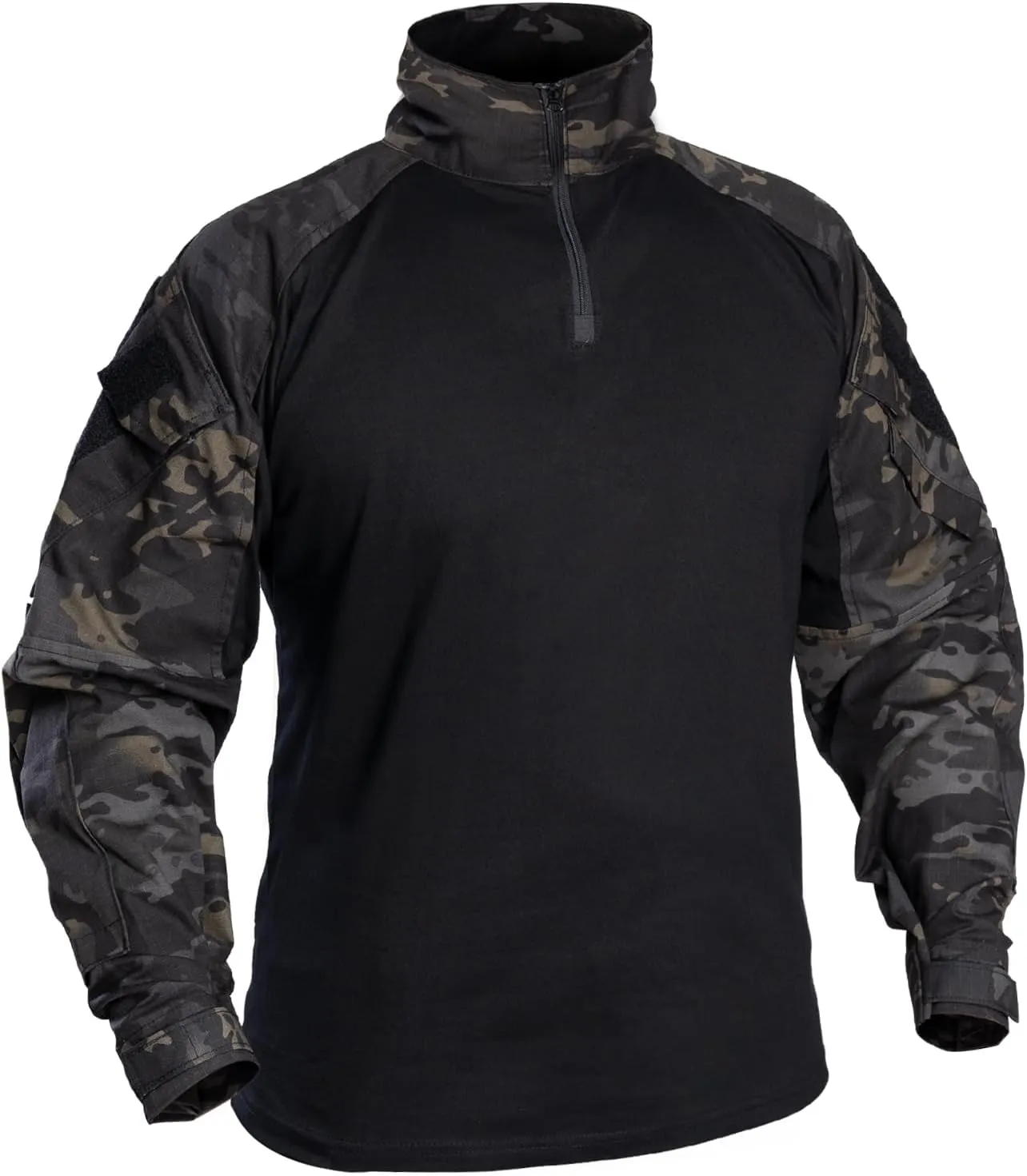 IDOGEAR SPORTS G3 Combat Shirts Mens Tactical Shirt with Elbow Pads 1/4 Zipper Collar Long Sleeves Top Military Clothing