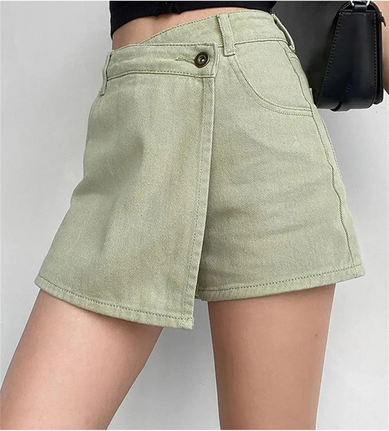 Irregular Denim Skirt for Women Vintage High-Waisted Slim A-Line Jeans Short Skirt
