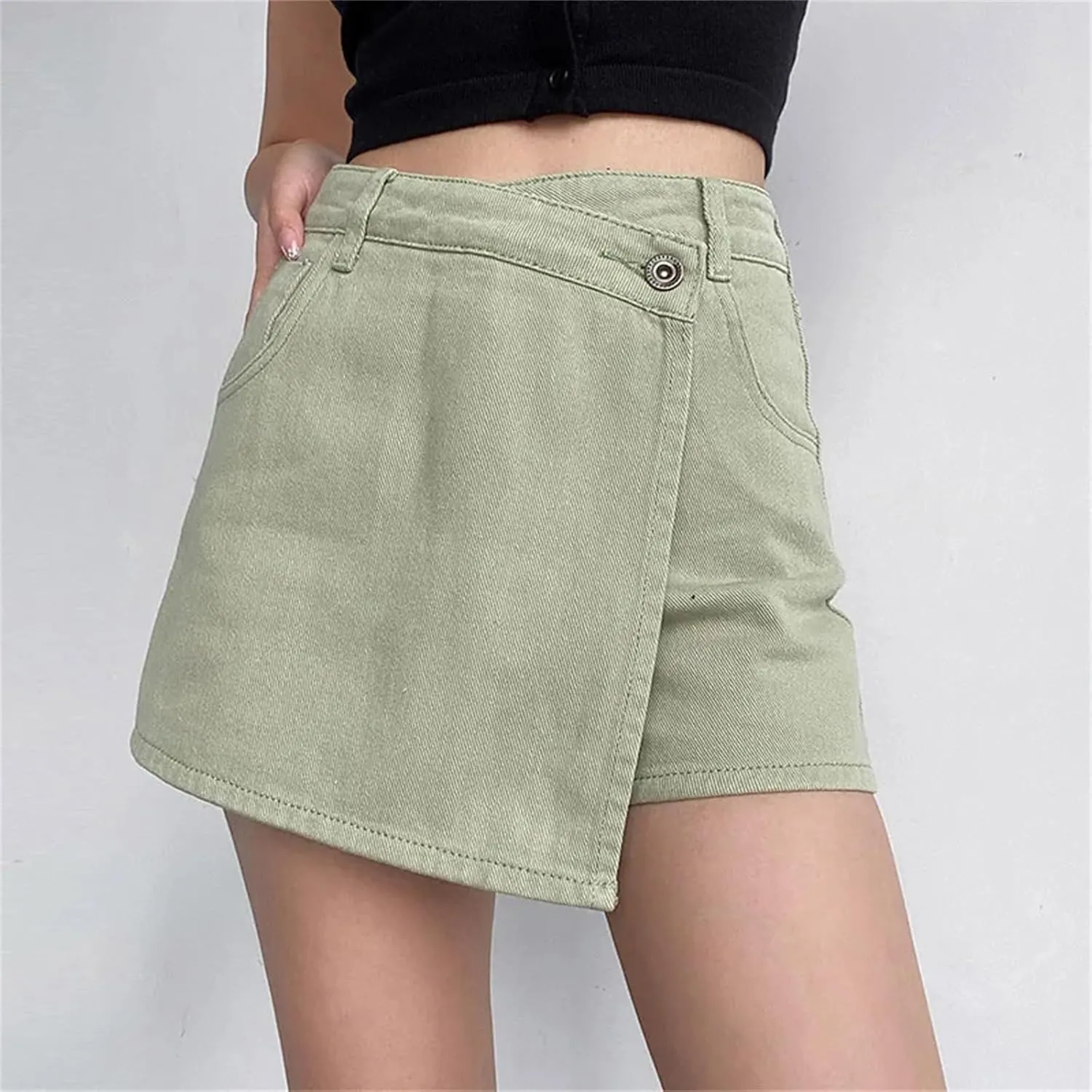 Irregular Denim Skirt for Women Vintage High-Waisted Slim A-Line Jeans Short Skirt