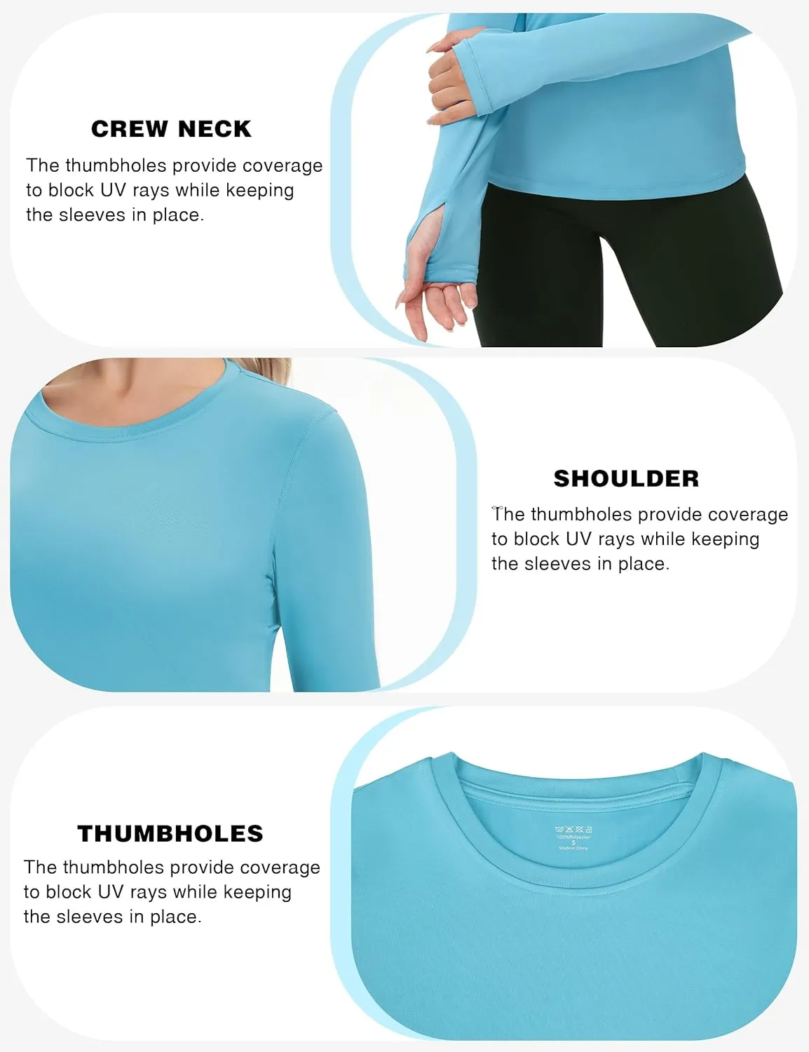 isnowood Women's Sun Protection Long Sleeve Shirts, UPF 50  UV Rash Guard Swim Clothing, Workout Hiking Running Athletic Tops