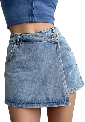 Jean Skirts for Women Y2k Denim Skirt Stretchy Mini Skirt Skorts Cargo Skirt