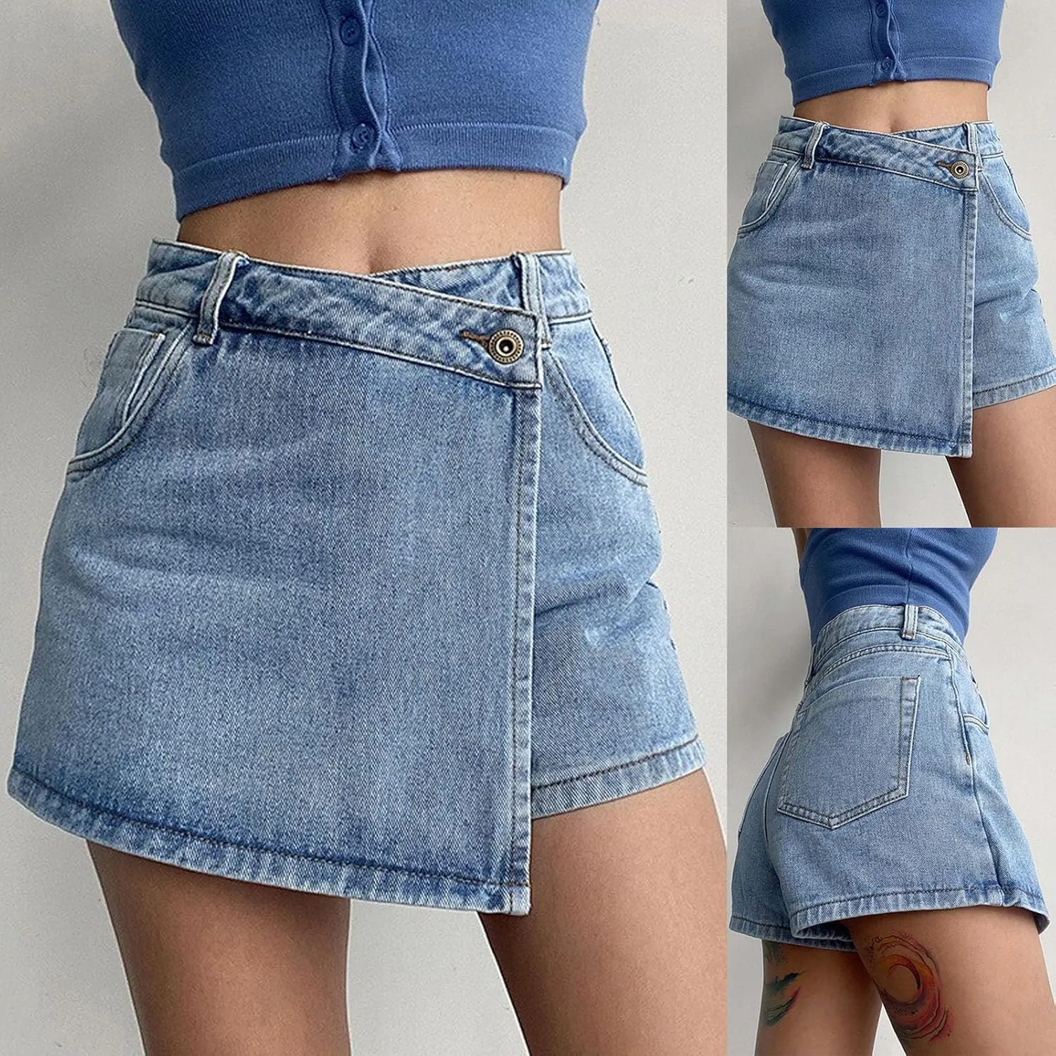 Jean Skirts for Women Y2k Denim Skirt Stretchy Mini Skirt Skorts Cargo Skirt