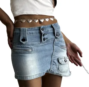 Jean Skorts Skirts for Women Summer Trendy Denim Mini Skirt with High Waisted Shorts