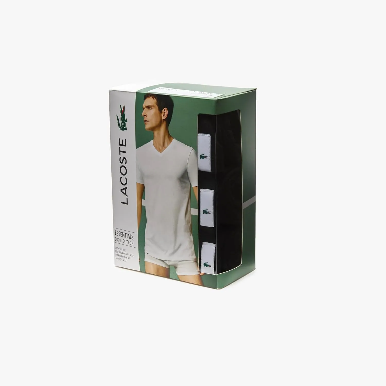 Lacoste Men's 100% Cotton Regular Fit Crew Neck T-Shirt, 3-Pack