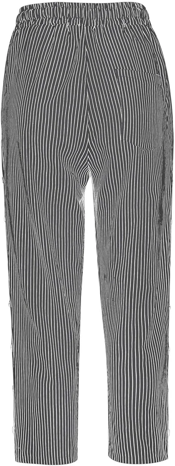 Linen Capri Pants for Women Casual Summer Lightweight Capris High Waist Drawstring Cropped Pants Side Button Trousers