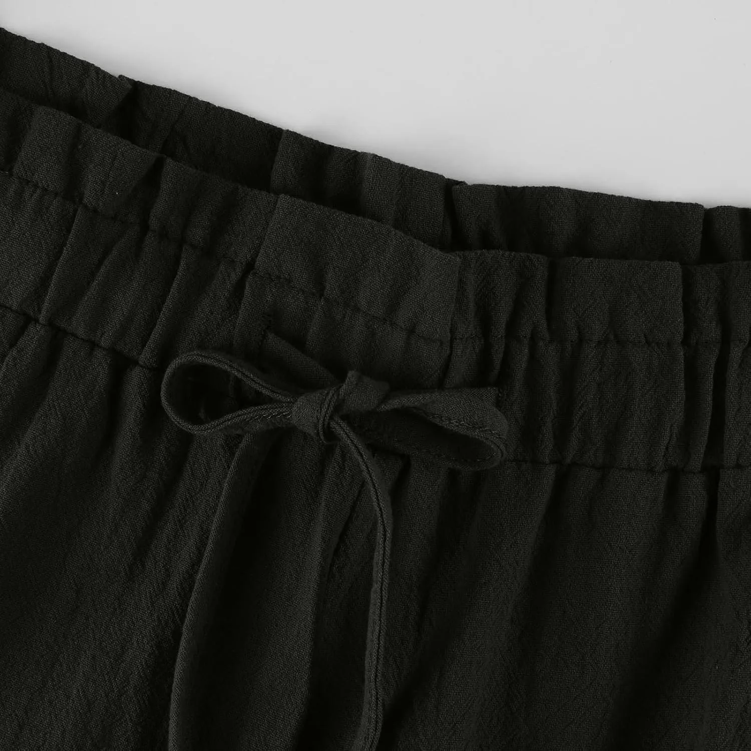Linen Pants for Women 2025 Summer High Waist Elastic Straight Leg Lounge Palazzo Pant Lightweight Beach Trousers