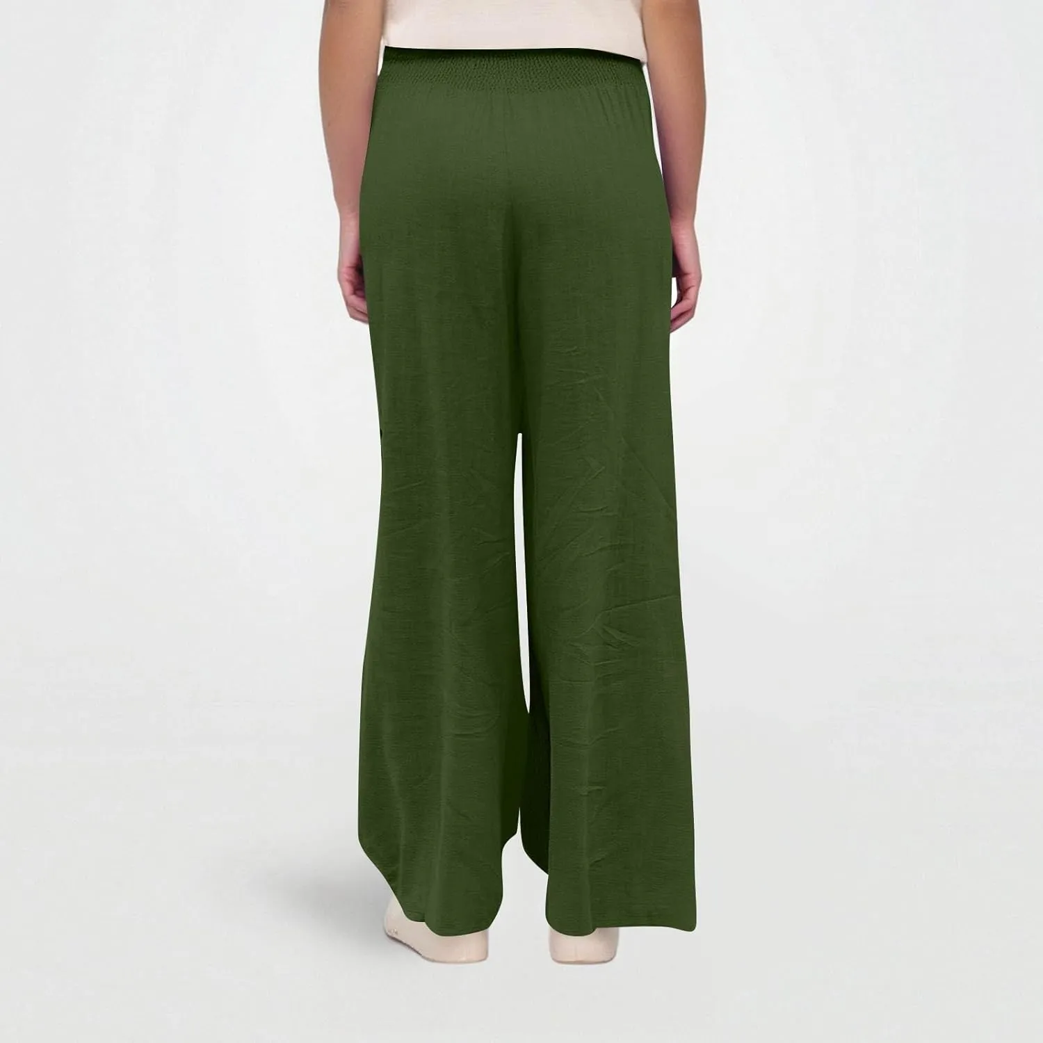 Linen Pants Woman Summer High Waist Palazzo Pants Pleated Baggy Pant Dressy Trousers with Pockets (S-XXL)