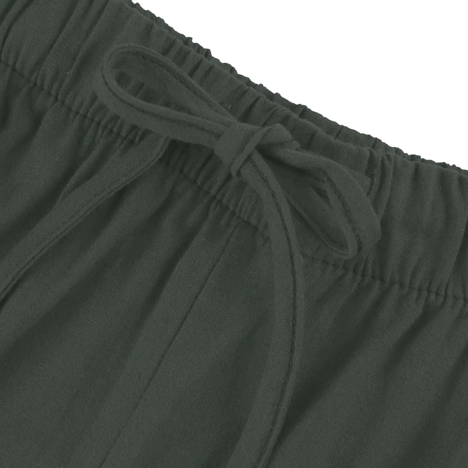 Linen Pants Women Drawstring High Waist Wide Leg Pants Long Palazzo Gauze Pant with Pockets Beach Travel Vacation Outfits