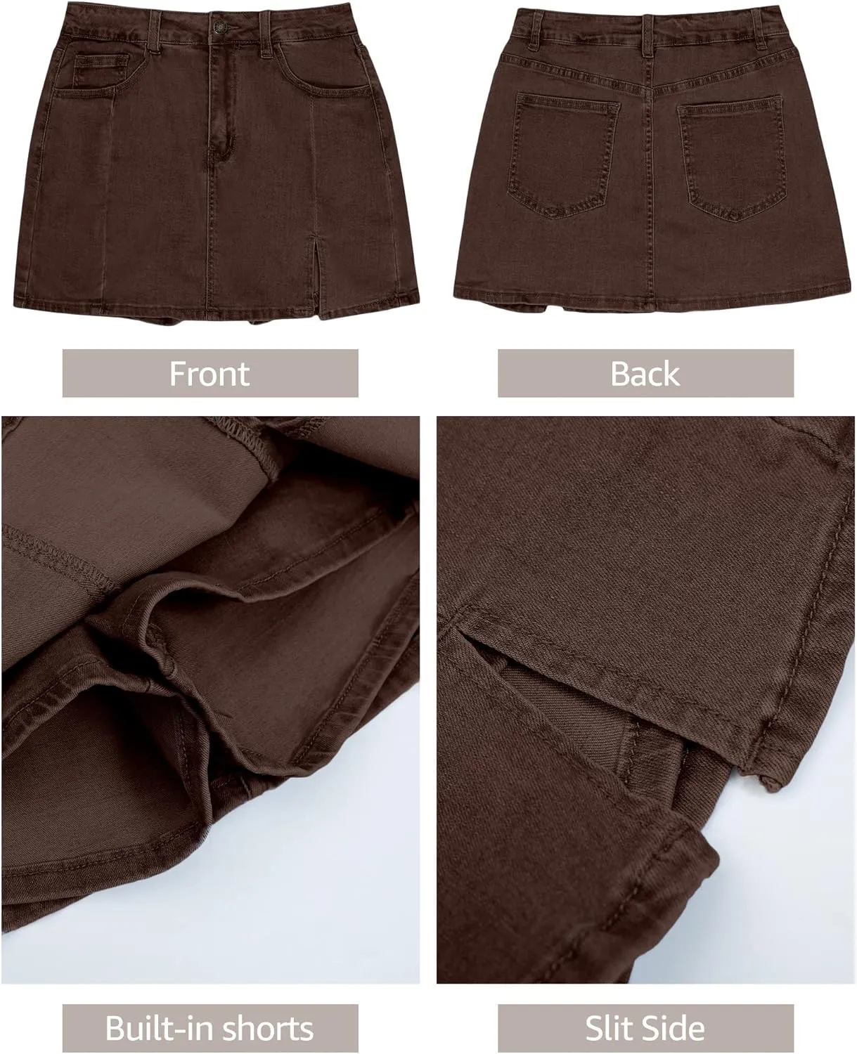 luvamia Skorts Skirts for Women Denim Mini Skirt Side Slit with High Waisted Jean Shorts Stretchy