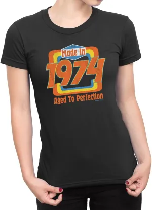 Made in 1974 - Womens Novelty Organic Cotton T-Shirt 70s Seventies Retro Womens