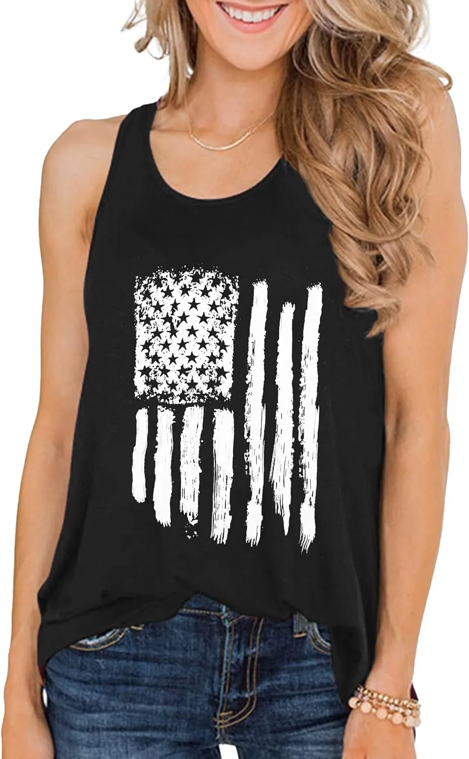 MAIHUN American Flag Tank Tops for Women 4th of July Vest Patriotic Shirt USA Flag Stars Stripes Sleeveless