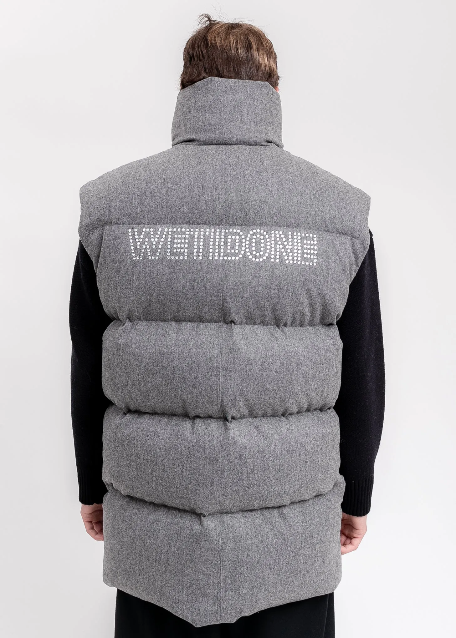 Melange Grey Oversized Flannel Down Vest